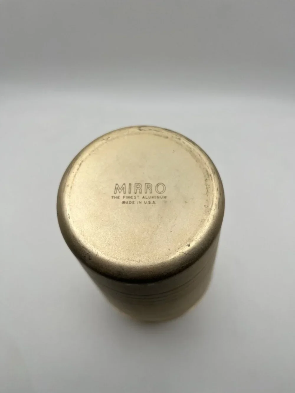 Vintage Mid Century Modern Gold Cocktail Shaker Mirro Aluminum Barware Atomic